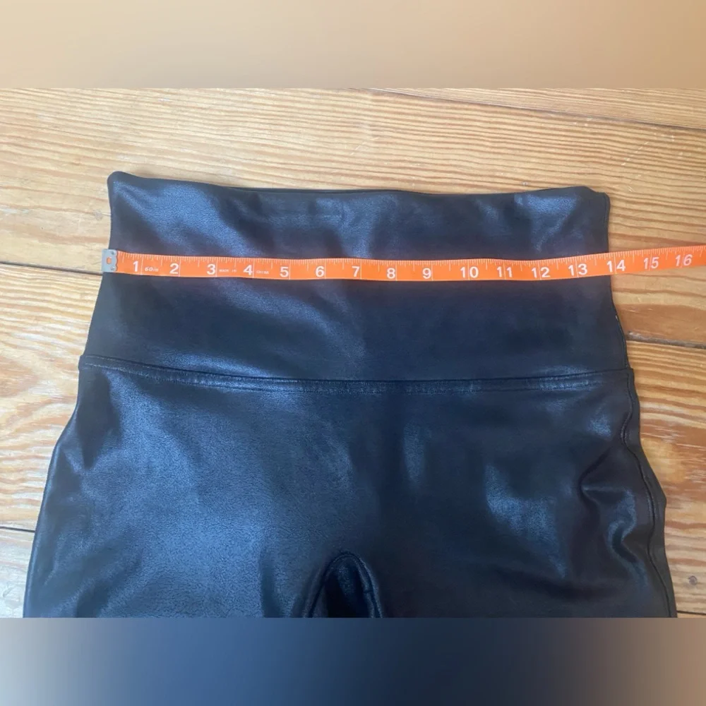 SPANX Black Faux Leather Leggings Size XL